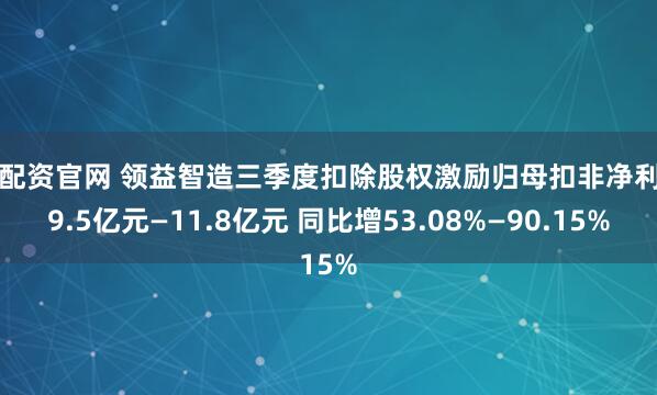 星配资官网 领益智造三季度扣除股权激励归母扣非净利润9.5亿元—11.8亿元 同比增53.08%—90.15%