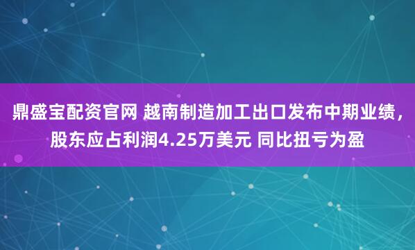 鼎盛宝配资官网 越南制造加工出口发布中期业绩，股东应占利润4.25万美元 同比扭亏为盈